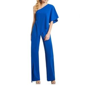 Adrianna Papell royal Blue One-Shoulder Jumpsuit size 8 NWT